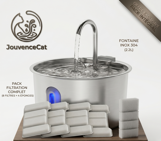 Pack Complet JouvenceCat — Fontaine Inox + Kit Sérénité